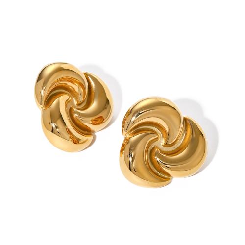 Stainless Steel Stud Earrings, 304 Stainless Steel, 18K gold plated, fashion jewelry & for woman, golden, 26.80x26.80mm, Sold By Pair