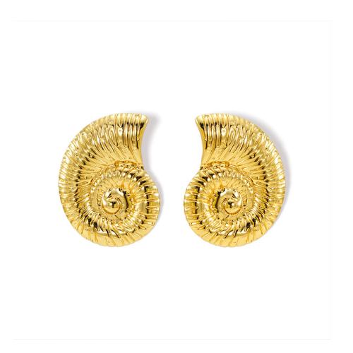 Stainless Steel Stud Earrings 304 Stainless Steel Conch 18K gold plated fashion jewelry & for woman golden Sold By Pair