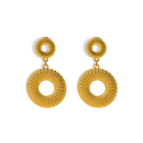 Stainless Steel Drop Earring, 304 Stainless Steel, 18K gold plated, fashion jewelry & for woman, golden, 43x25mm, Sold By Pair
