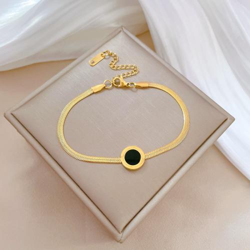 Stainless Steel Jewelry Bracelet 304 Stainless Steel with Acrylic with 3cm extender chain Vacuum Ion Plating fashion jewelry & for woman Length 17 cm Sold By PC