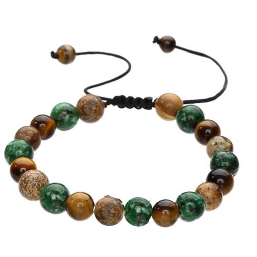 Fashion Turquoise Bracelets, African Turquoise, with Picture Jasper & Tiger Eye, 12 Signs of the Zodiac, handmade, fashion jewelry & Unisex & adjustable, more colors for choice, Length:Approx 19-30 cm, Sold By PC