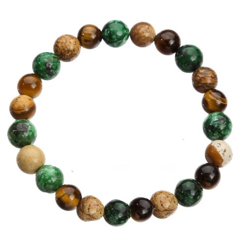 Bracelets turquoises de mode, Turquoise africain, avec jaspe de photo & oeil de tigre, 12 Signes du Zodiaque, fait à la main, bijoux de mode & unisexe, plus de couleurs à choisir, Longueur:Environ 19-19.5 cm, Vendu par PC