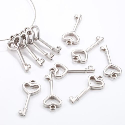 Stainless Steel Pendants, 304 Stainless Steel, Key, DIY, original color, 10x25x2.30mm, Sold By PC