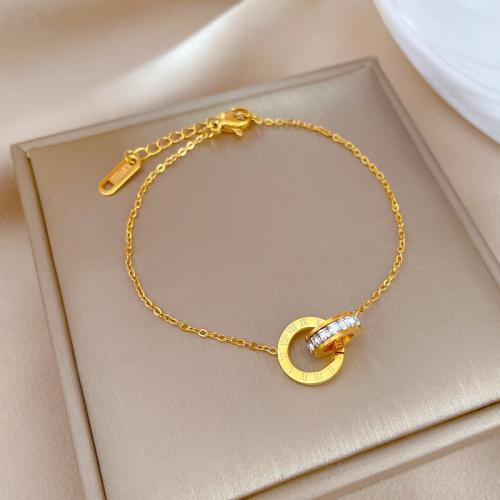 Stainless Steel Jewelry Bracelet, 304 Stainless Steel, with 3cm extender chain, Vacuum Ion Plating, fashion jewelry & for woman & with rhinestone, more colors for choice, Length:17 cm, Sold By PC