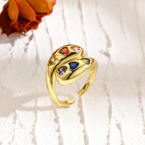 Cubic Zircon Brass δάχτυλο του δακτυλίου, Ορείχαλκος, με Cubic Zirconia, επιχρυσωμένο, για τη γυναίκα, περισσότερα χρώματα για την επιλογή, νικέλιο, μόλυβδο και κάδμιο ελεύθεροι, Sold Με PC