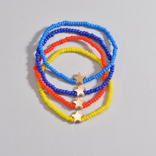 Zinc Alloy Anklet Resin with Zinc Alloy 4 pieces & fashion jewelry mixed colors Sold By Set