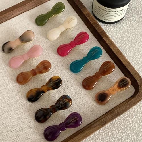 Alligator Hair Clip, Acetate, with Tibetan Style, Bowknot, handmade, for woman, more colors for choice, 45x15mm, Sold By PC