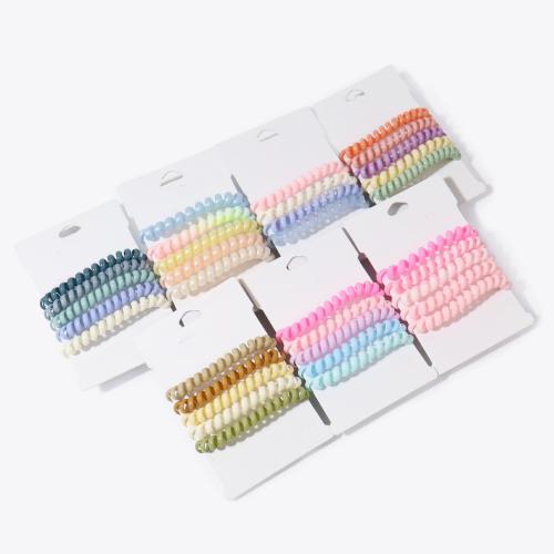 Phone Wire Hair Elastic, Plastic, for woman, mixed colors, 5PCs/Lot, Sold By Lot