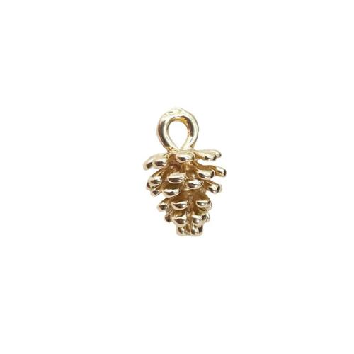 Brass Jewelry Pendants, Pinecone, plated, DIY, golden, 12x7mm, 10PCs/Lot, Sold By Lot