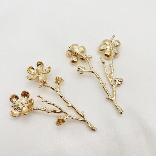 Bijoux pendentifs en laiton, branche, Placage, DIY, doré, 40x63mm, 10PC/lot, Vendu par lot