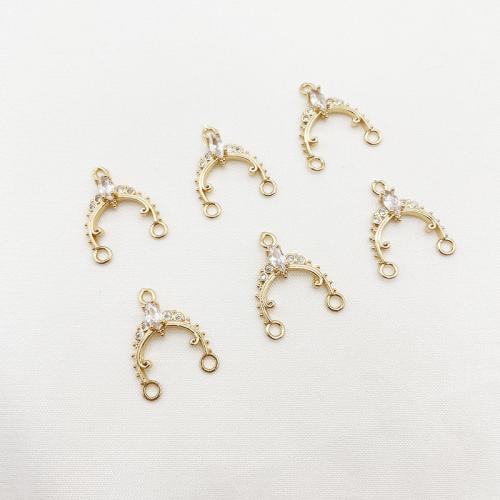 Hair Accessories DIY Findings, Brass, plated, micro pave cubic zirconia, golden, 9x14mm, 10PCs/Lot, Sold By Lot