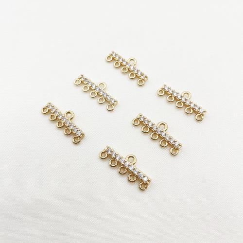 Hair Accessories DIY Findings, Brass, plated, micro pave cubic zirconia, golden, 7x16mm, 10PCs/Lot, Sold By Lot