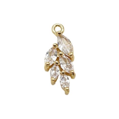 Cubic Zirconia Micro Pave Brass Pendant, plated, DIY & micro pave cubic zirconia, golden, 6.50x17mm, 10PCs/Lot, Sold By Lot