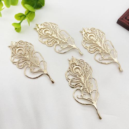 Brass Jewelry Pendants, Leaf, plated, DIY, golden, 24x59mm, 10PCs/Lot, Sold By Lot