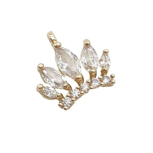Cubic Zirconia Micro Pave Brass Pendant, Crown, plated, DIY & micro pave cubic zirconia, golden, 11.50x11.50mm, 10PCs/Lot, Sold By Lot
