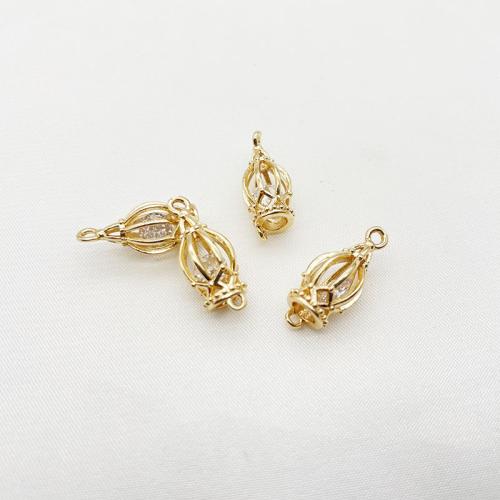 Cubic Zirconia Micro Pave Brass Connector plated DIY & micro pave cubic zirconia golden Sold By Lot