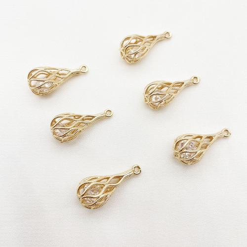Cubic Zirconia Micro Pave Brass Pendant, plated, DIY & micro pave cubic zirconia, golden, 8x20mm, 10PCs/Lot, Sold By Lot