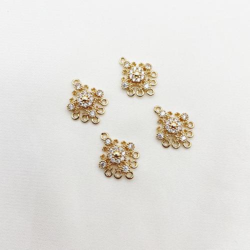 Hair Accessories DIY Findings, Brass, plated, micro pave cubic zirconia, golden, 14x18mm, 10PCs/Lot, Sold By Lot