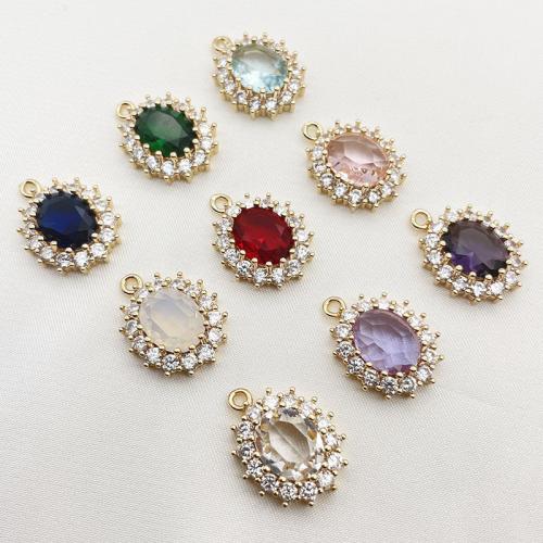 Cubic Zirconia Micro Pave Brass Pendant, plated, DIY & micro pave cubic zirconia, more colors for choice, 14x19mm, 10PCs/Lot, Sold By Lot
