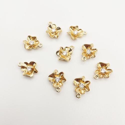 Cubic Zirconia Micro Pave Brass Pendant, plated, DIY & micro pave cubic zirconia, golden, 12mm, 10PCs/Lot, Sold By Lot