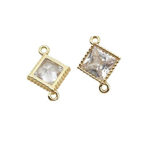 Cubic Zirconia Micro Pave Brass Connector plated DIY & micro pave cubic zirconia golden Sold By Lot