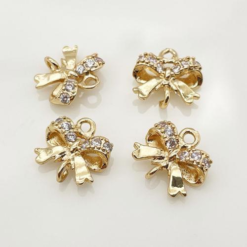 Hair Accessories DIY Findings, Brass, Bowknot, plated, micro pave cubic zirconia, golden, 10x10.50mm, 10PCs/Lot, Sold By Lot
