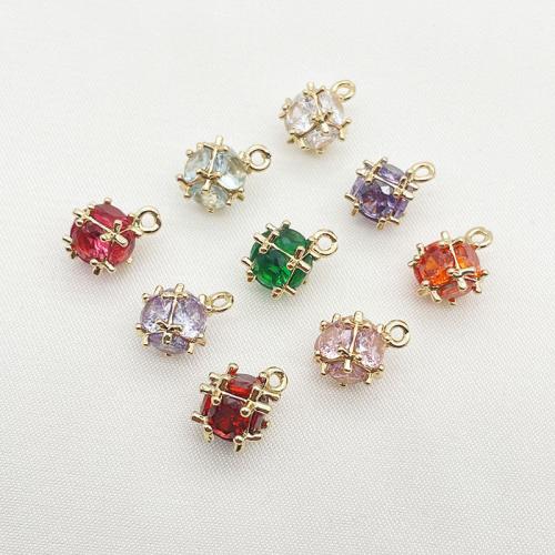 Cubic Zirconia Micro Pave Brass Pendant, plated, DIY & micro pave cubic zirconia, more colors for choice, 6x10mm, 10PCs/Lot, Sold By Lot