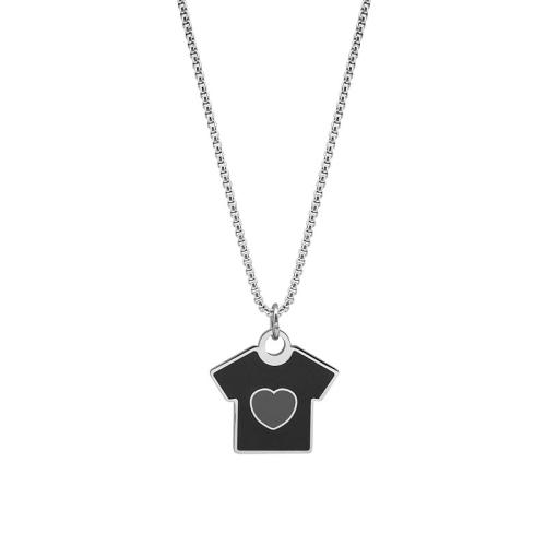 Titanium Steel Necklace, Unisex & different styles for choice & enamel, black, Length:60 cm, Sold By PC