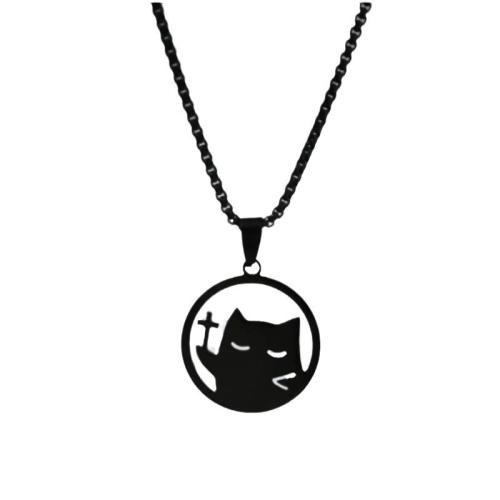 Titanstahl Halskette, poliert, unisex, schwarz, Länge:ca. 51-60 cm, verkauft von PC