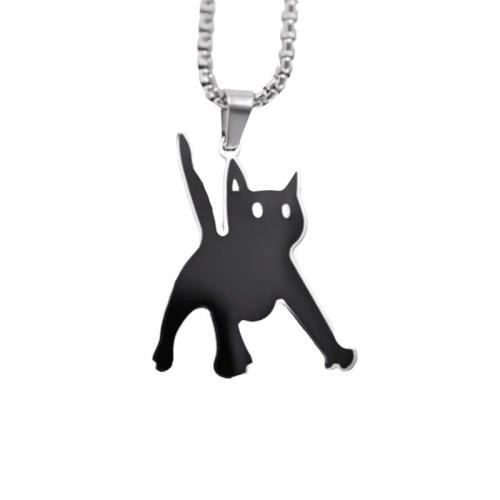 Titanium Steel Necklace, Unisex & enamel, black, Length:60 cm, Sold By PC