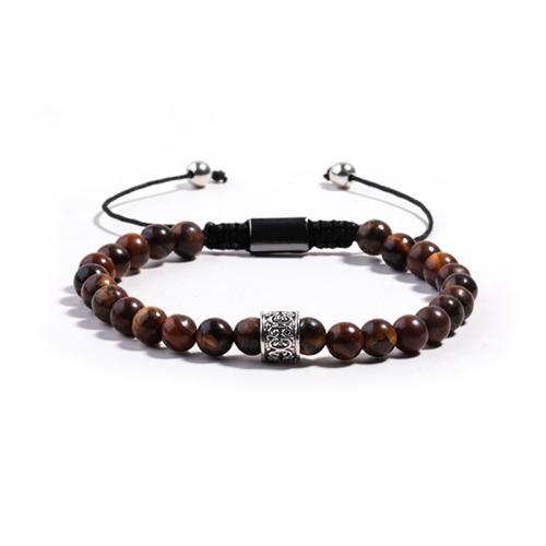Gemstone Bracelets 304 Stainless Steel with Natural Stone & Nylon Cord & for man Length 16 cm Sold By Set