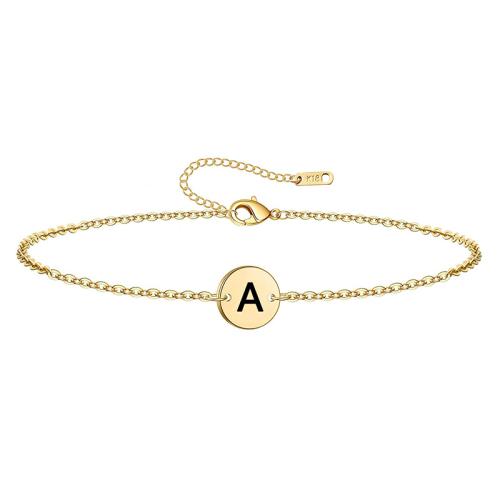 Stainless Steel Jewelry Bracelet, 304 Stainless Steel, plated, letters are from A to Z & Unisex & different designs for choice, golden, Length:16 cm, Sold By PC