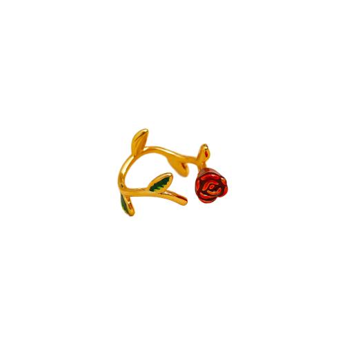 Anillo de dedo de latón, metal, 18K chapado en oro, Joyería & para mujer & esmalte, dorado, tamaño:7, Vendido por UD
