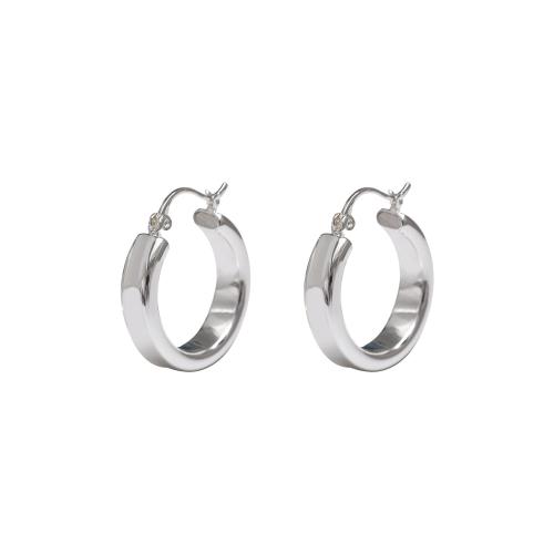 Messing Spring hoop oorbellen, mode sieraden & voor vrouw, zilver, 25x6mm, Verkocht door pair
