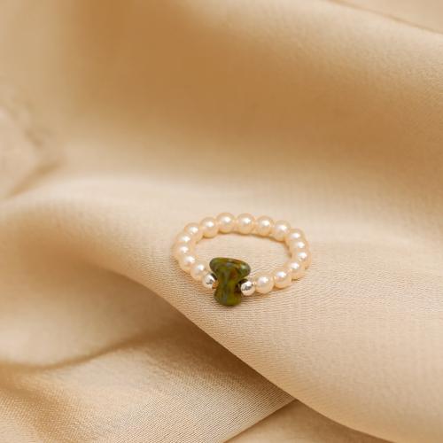Brass δάχτυλο του δακτυλίου, Ορείχαλκος, με Γυάλινα & Πλαστικά Μαργαριτάρι, κοσμήματα μόδας & για τη γυναίκα, περισσότερα χρώματα για την επιλογή, Sold Με PC
