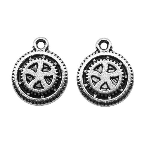 Tibetan Style Flat Round Pendants, antique silver color plated, vintage & fashion jewelry & DIY, 12x15mm, Sold By PC