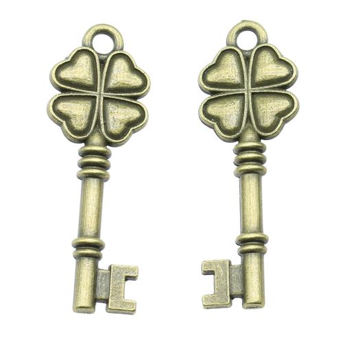 Tibetan Style Key Pendants, antique bronze color plated, vintage & fashion jewelry & DIY, 37x13mm, Sold By PC