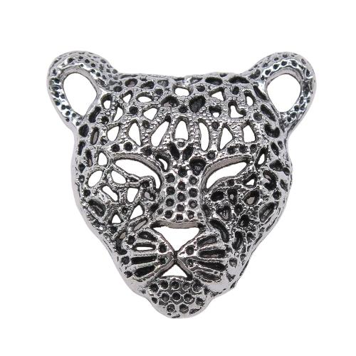 Tibetan Style Animal Pendants, Leopard, plated, vintage & fashion jewelry & DIY & double-hole & hollow, more colors for choice, 45x43mm, Sold By PC