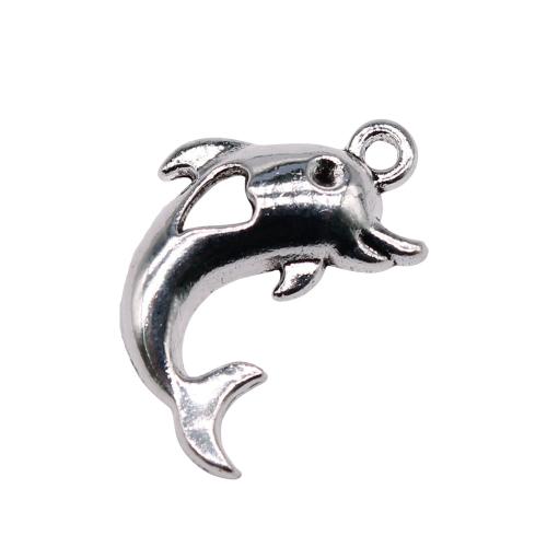 Tibetan Style Animal Pendants, Dolphin, plated, vintage & fashion jewelry & DIY & hollow, more colors for choice, 26x18mm, Sold By PC