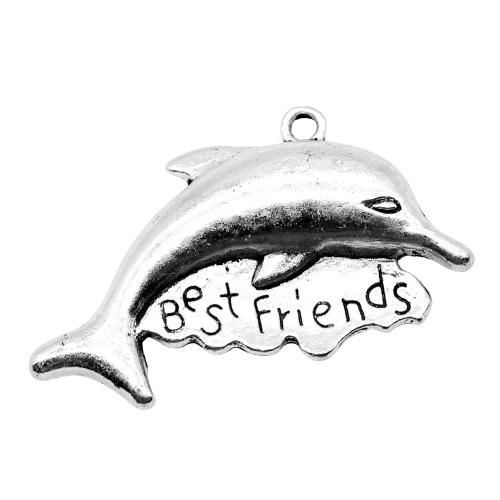 Tibetan Style Animal Pendants, Dolphin, antique silver color plated, vintage & fashion jewelry & DIY, 21x35mm, Sold By PC