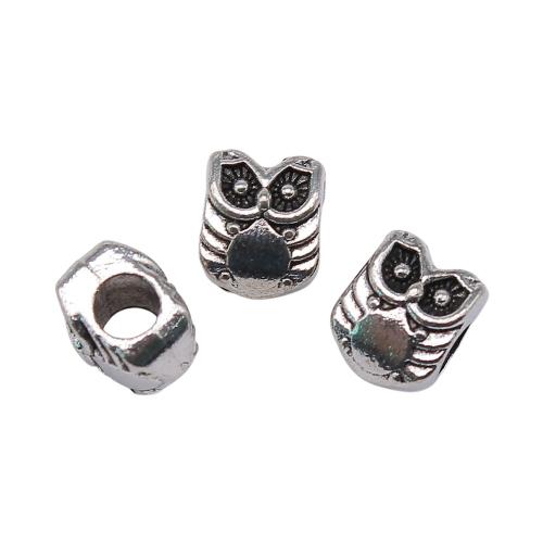 Tibetan Style Animal Beads, Owl, antique silver color plated, vintage & fashion jewelry & DIY, 10x8x7mm, Sold By PC