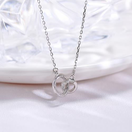 Cubic Zircon Micro Pave 925 Sterling Silver Necklace, with 5cm extender chain, fashion jewelry & micro pave cubic zirconia & for woman, Length:Approx 40 cm, Sold By PC