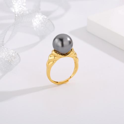 Sterling Silver Jewelry Finger Ring, 925 sterline d'argento, with Shell Pearl, gioielli di moda & per la donna, nessuno, Misura:7, Venduto da PC