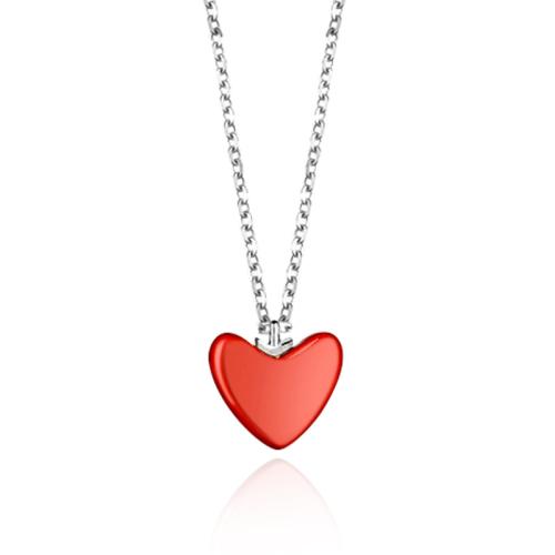 925 Sterling Silver Necklaces with Ruby Alumina with 5cm extender chain Heart fashion jewelry & for woman Length Approx 40 cm Sold By PC