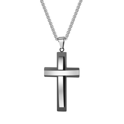 Stainless Steel Jewelry Necklace, 304 Stainless Steel, Cross, fashion jewelry & different styles for choice & for man, 30x54mm, Length:Approx 60 cm, Sold By PC