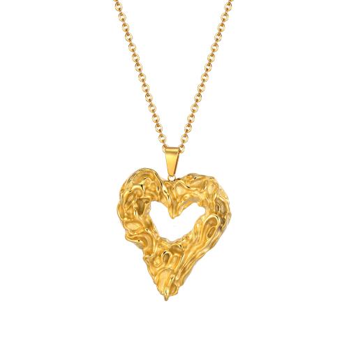 Stainless Steel Jewelry Necklace 304 Stainless Steel Heart Vacuum Ion Plating fashion jewelry & for woman golden Length Approx 50 cm Sold By PC