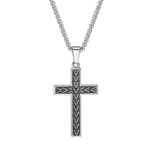 Stainless Steel Jewelry Necklace, 304 Stainless Steel, Cross, polished, fashion jewelry & different styles for choice & for man, 46x27mm, Length:Approx 60 cm, Sold By PC