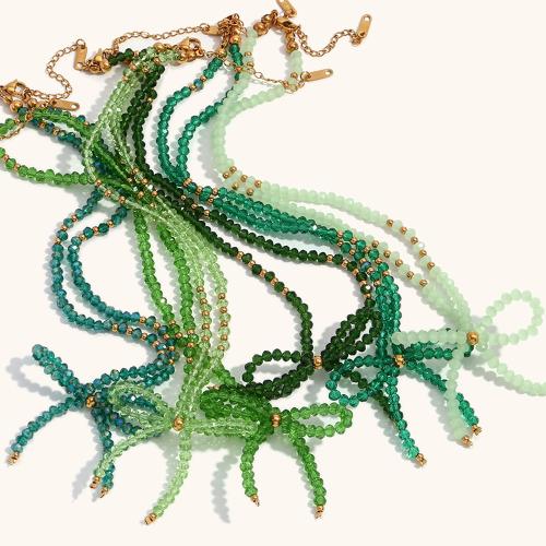 Kristall Halskette, Schleife, Modeschmuck & für Frau, mehrere Farben vorhanden, verkauft per ca. 40 cm Strang