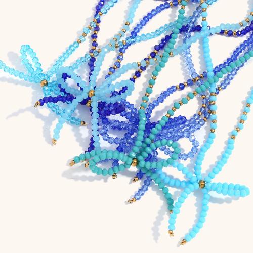 Kristall Halskette, mit 304 Edelstahl, mit Verlängerungskettchen von 5cm, Schleife, Modeschmuck & für Frau, mehrere Farben vorhanden, verkauft per ca. 40 cm Strang