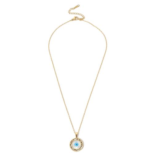 Evil Eye Jewelry Necklace, 304 Stainless Steel, 18K gold plated, fashion jewelry & for woman, golden, Length:Approx 40-45 cm, Sold By PC